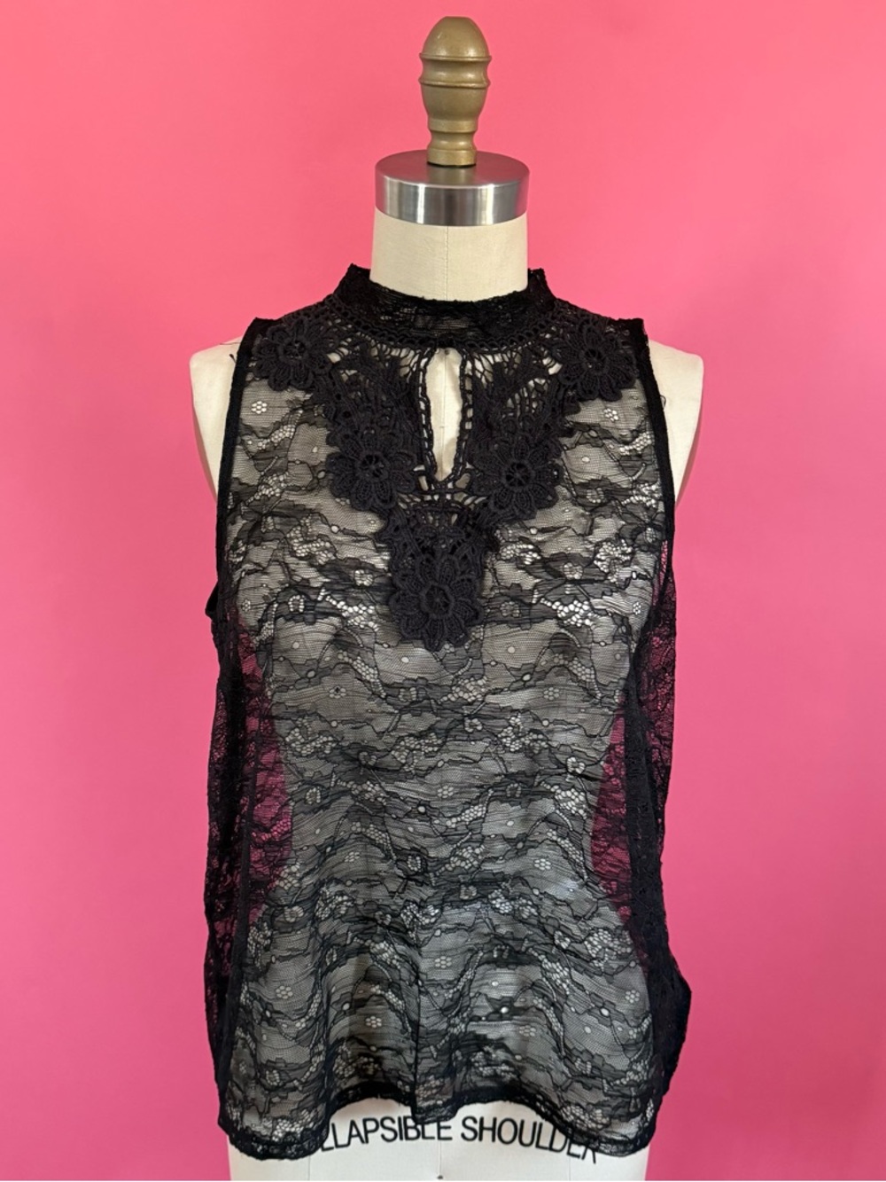 🌈4/$20🌈 Sexy Black Lace Keyhole Sleevless Blouse ~S